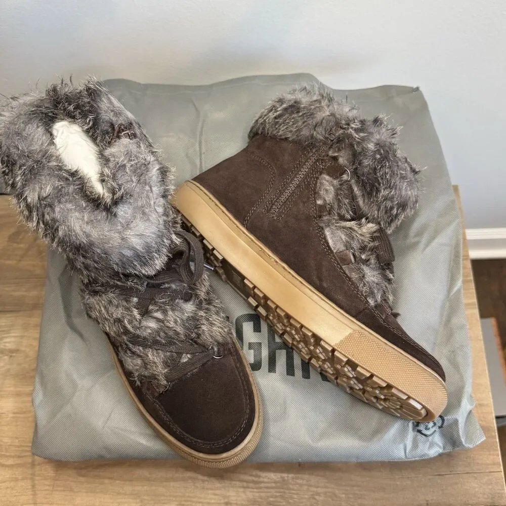 Cougar Winter Snow Boots Size 9 Brown Cocoa Dasha Lace Up Faux Fur Zip Women's